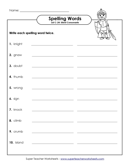 Write Twice (C-24) Spelling C Worksheet