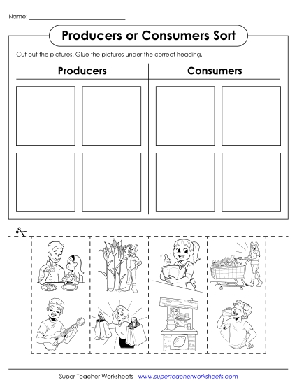 New Producers and Consumers Sort Worksheet New Producers and Consumers Sort Worksheet