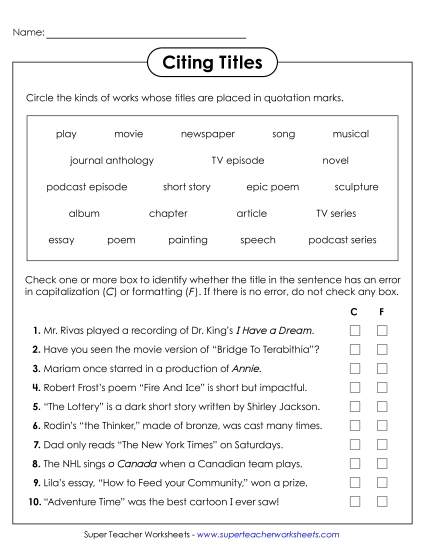 aCiting Titles