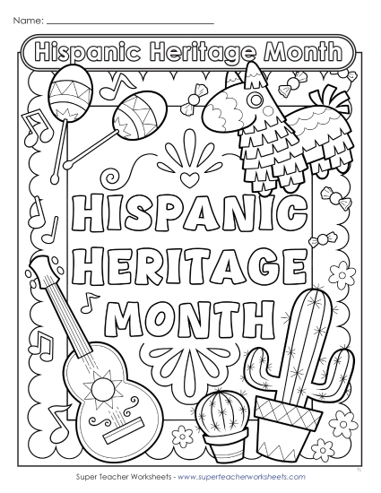 New Hispanic Heritage Month Coloring Page Worksheet New Hispanic Heritage Month Coloring Page Worksheet