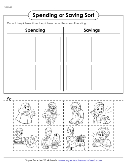 New Spending or Saving Sort Worksheet New Spending or Saving Sort Worksheet