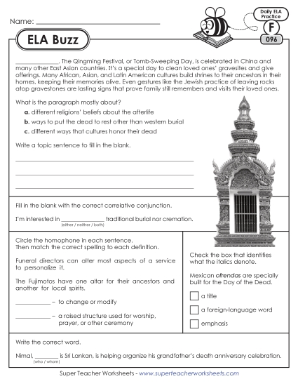 New 6th Grade ELA Buzz: Week 20<br>Worksheets 96 through 100 Worksheet New 6th Grade ELA Buzz: Week 20<br>Worksheets 96 through 100 Worksheet