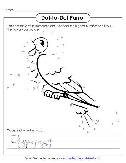 New Count to 50 & Write: Parrot Worksheet