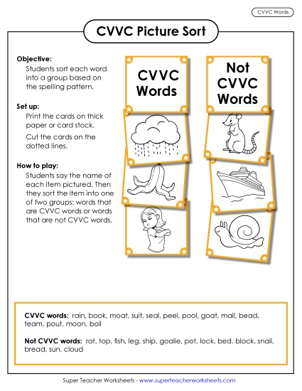 New CVVC Picture Sort Worksheet New CVVC Picture Sort Worksheet
