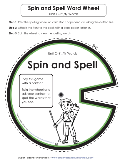 Spin and Spell (C-9)  Spelling C Worksheet
