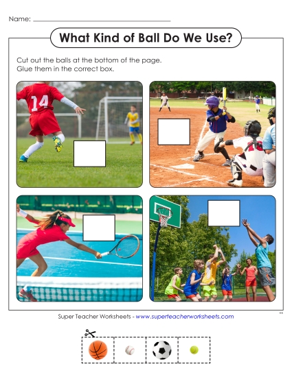 New What Kind of Ball Do We Use? Cut & Glue Worksheet