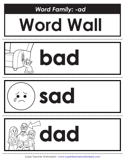 New Word Wall: -ad Words Worksheet New Word Wall: -ad Words Worksheet