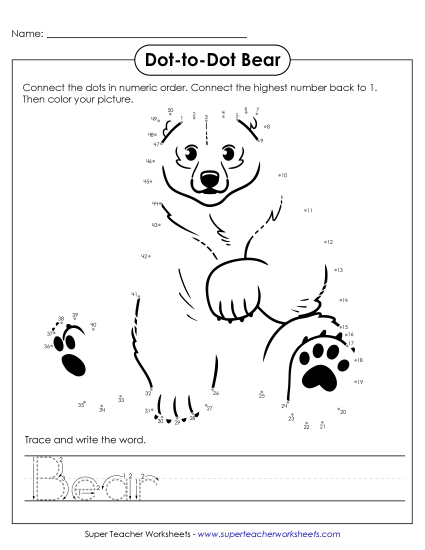 New Count to 50 & Write: Bear Worksheet New Count to 50 & Write: Bear Worksheet