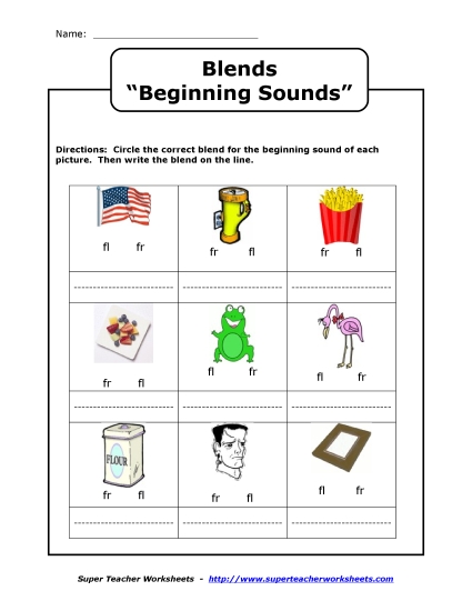 Preview image for Beginning Consonant Blends (fr and fl)
