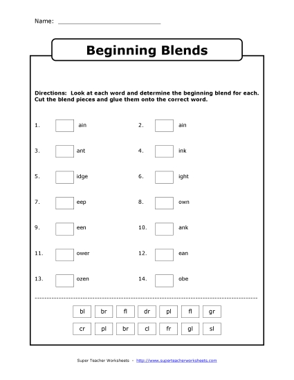 Preview image for Beginning Consonant Blends (Cut and Glue)