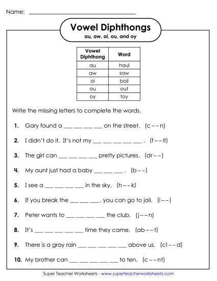 Preview image for Diphthong Sentences (au, aw, oi, ou, oy)