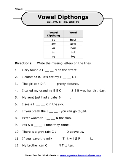 Preview image for Diphthong Questions (au, aw, oi, ou, oy)