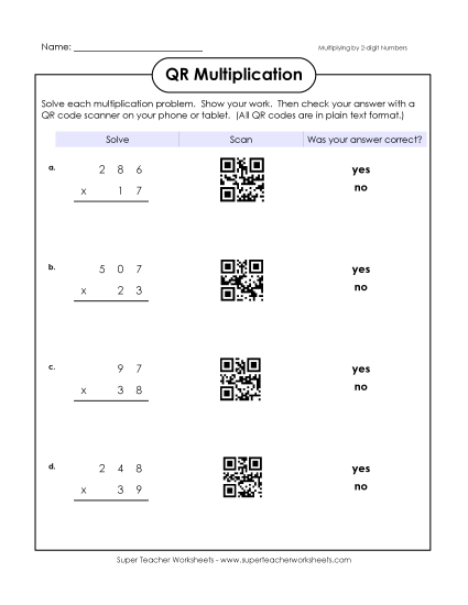 Preview image for QR Code Multiplication (3-Digit by 2-Digit)