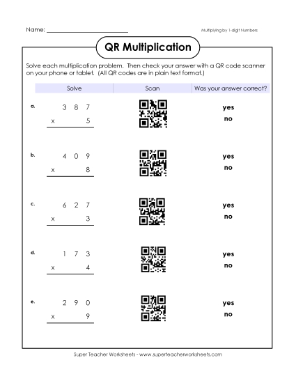 Preview image for QR Code Multiplication (3-Digit by 1-Digit)