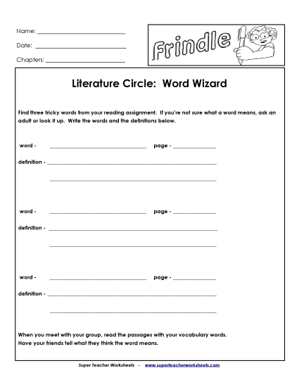 Lit. Circles: Word Wizard Books Worksheet