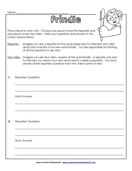 Reporter Interview Books Worksheet