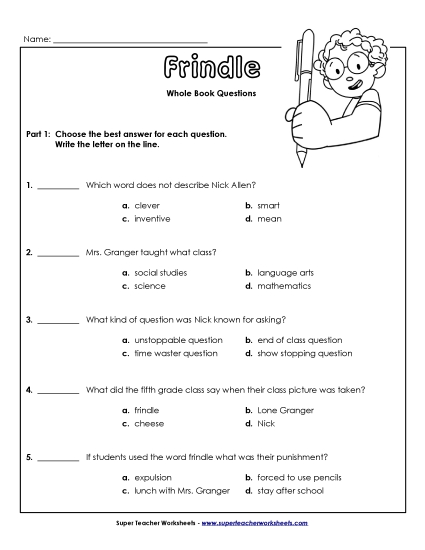 Whole Book Questions Books Worksheet