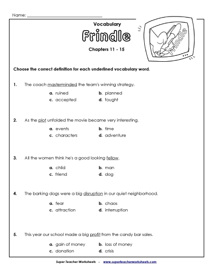 Vocab for Chapters 11-15 Books Worksheet