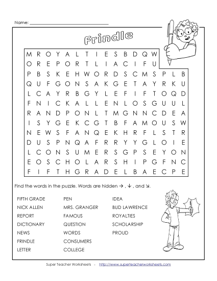 Word Search Books Worksheet