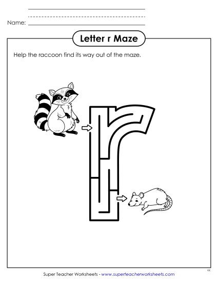 New Lowercase Letter r Maze Worksheet