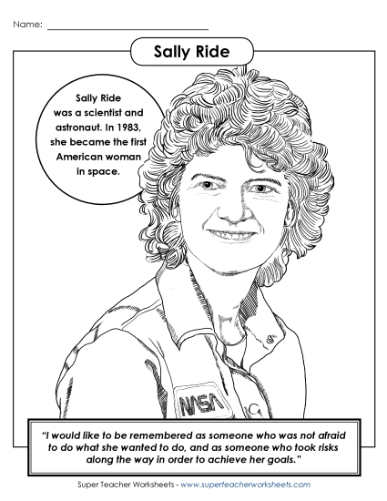 Sally Ride Free Womens History Worksheet