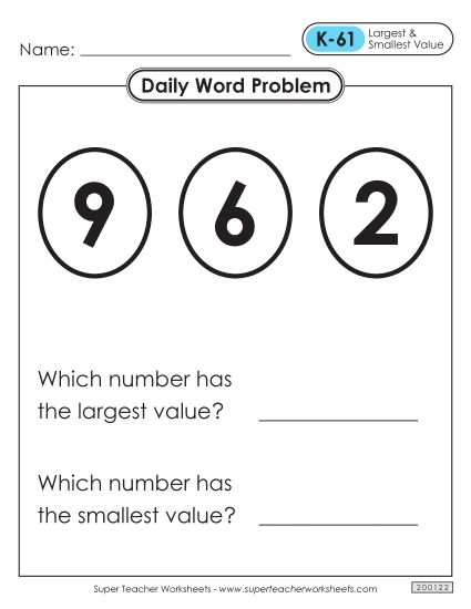 Daily Word Problems  K-61 through K-65 Worksheet