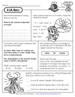 ELA Buzz: Week 25 Worksheets 121 through 125 Daily Ela Review Worksheet