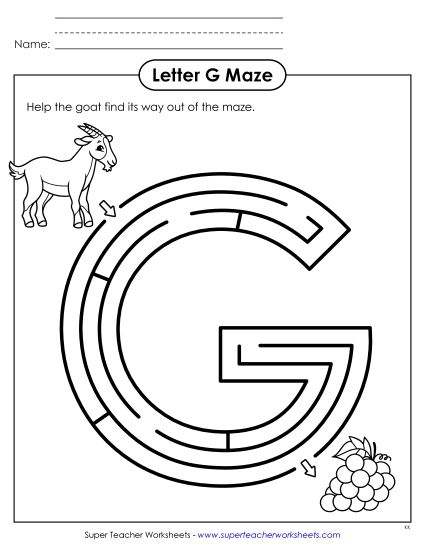 Preview image for Uppercase Letter G Maze
