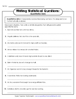 Collecting Quantitative Data Statistics Worksheet