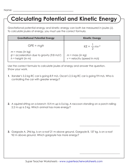 Preview image for Calculating Potential and Kinetic Energy