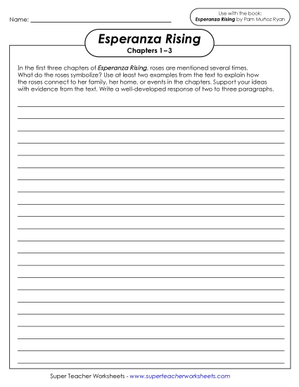 New Writing Prompt: Rose Symbolism Worksheet