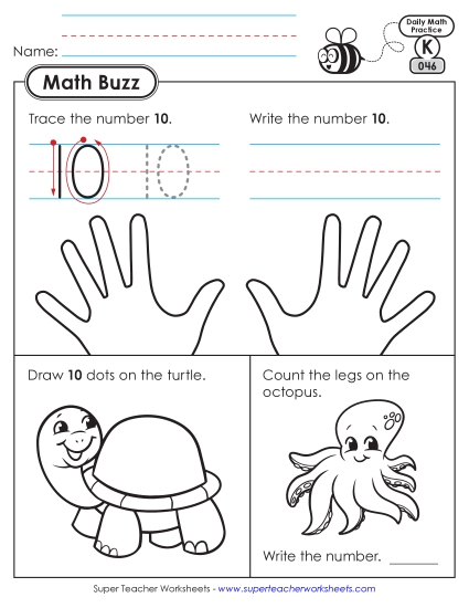 New Kindergarten Math Buzz: Week 10<br>Worksheets 46 through 50 Worksheet New Kindergarten Math Buzz: Week 10<br>Worksheets 46 through 50 Worksheet