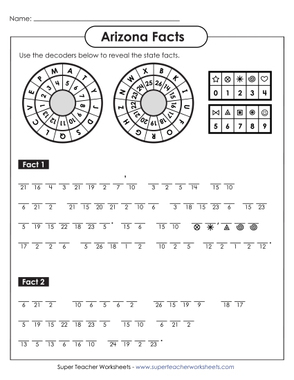 Cryptogram Puzzle Free States Individual Worksheet