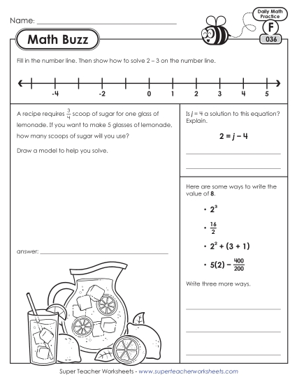 New 6th Grade Math Buzz Week 8:<br>Worksheets 36 through 40 Worksheet New 6th Grade Math Buzz Week 8:<br>Worksheets 36 through 40 Worksheet
