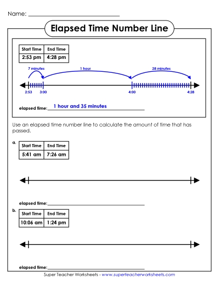 Preview image for Elapsed Time Number Line (Advanced)
