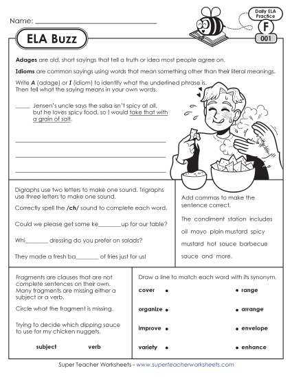 New 6th Grade ELA Buzz: Week 1<br>Worksheets 1 through 5 Worksheet New 6th Grade ELA Buzz: Week 1<br>Worksheets 1 through 5 Worksheet