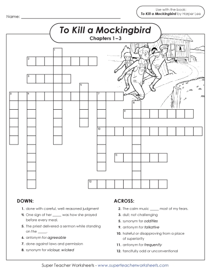 New Vocabulary Crossword: Chapters 1–3 Worksheet New Vocabulary Crossword: Chapters 1–3 Worksheet