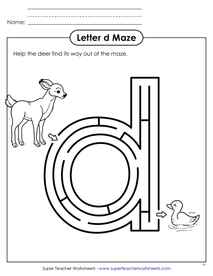 New Lowercase Letter d Maze Worksheet