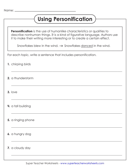 aUsing Personification