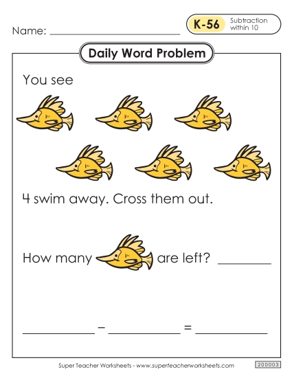 Daily Word Problems K-56 through K-60 Worksheet