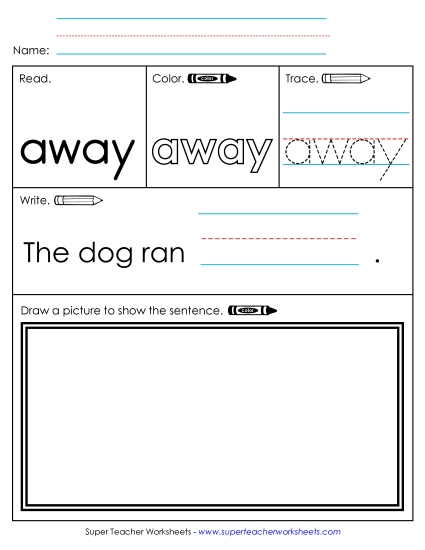 Worksheet 3: Away Free Sight Words Individual Worksheet