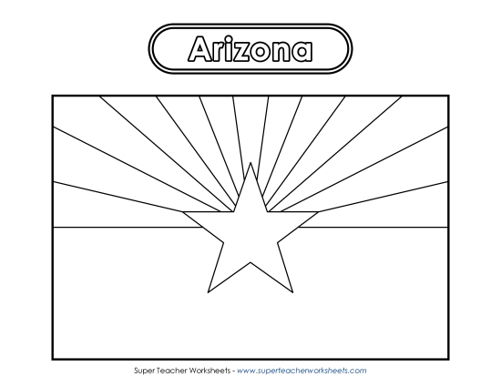 Arizona Flag Coloring Page States Individual Worksheet