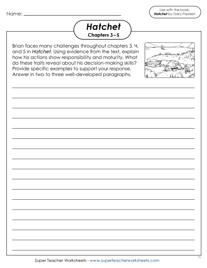 New Chapters 3–5 Writing Prompt:<br>Brian's Decision-Making Skills Worksheet