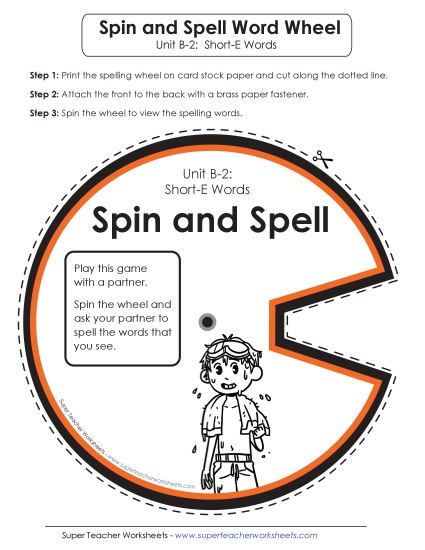 Spin and Spell (B-2) Spelling B Worksheet
