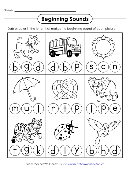 New Dab or Color Worksheet 2 Worksheet
