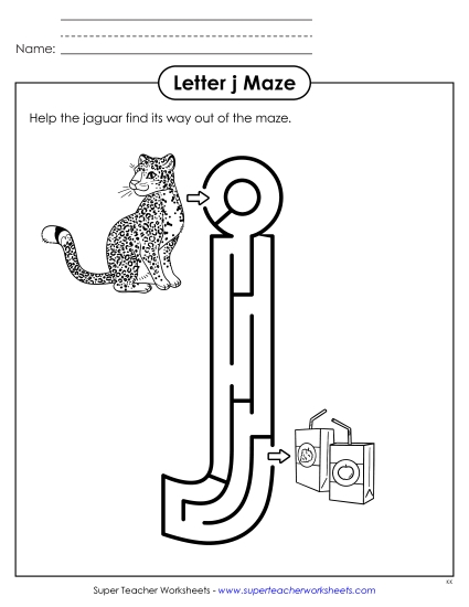aLowercase Letter j Maze