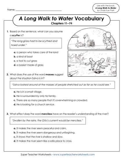 New Vocabulary Questions (Chapters 11–14) Worksheet