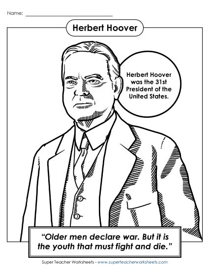 Preview image for President #31: Herbert Hoover Coloring Page