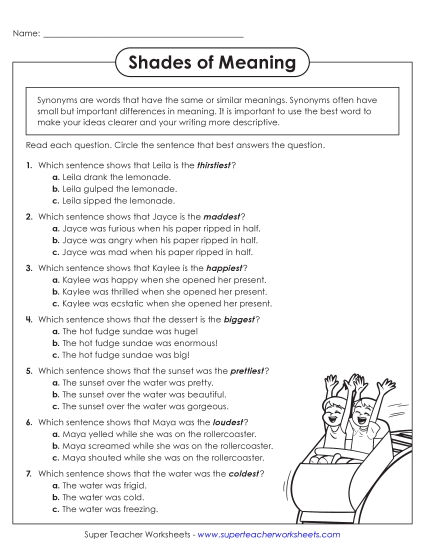 aShades of Meaning: Multiple Choice