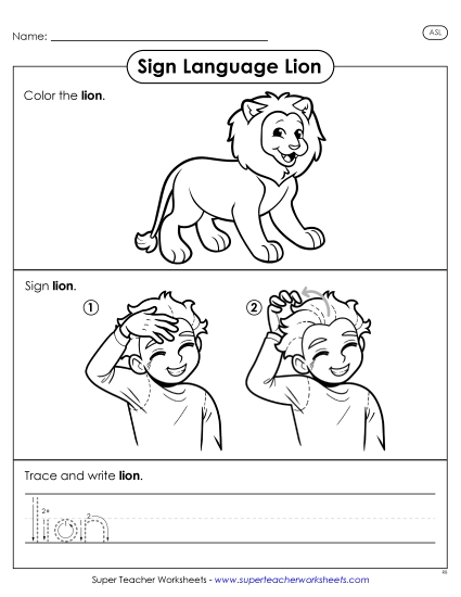 New Lion (ASL) Worksheet